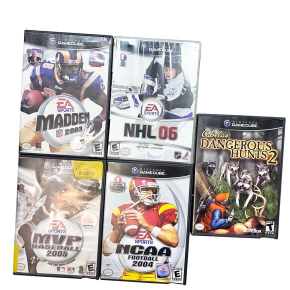 Nintendo Gamecube Game Lot Madden NHL 06 Cabela Hunts MVP Baseball NCAA Football - Picture 1 of 12